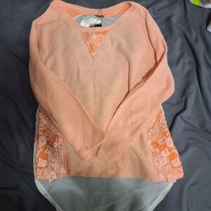 Orange Women's Sweater with Floral Accents